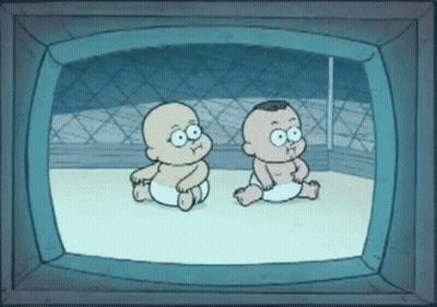 Two Babies In Diapers In Boxing Ring GIF