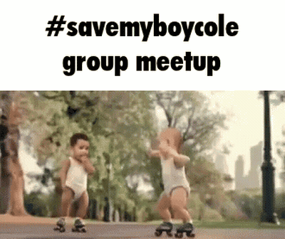 Two Babies Rollerblading #Savemyboycole Group Meetup GIF