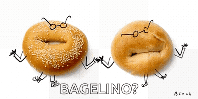 Two Bagels With Faces Saying Bagelino GIF
