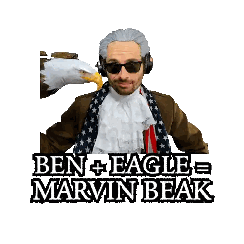 Two Bald Eagles Wearing Wigs And Sunglasses Sticker