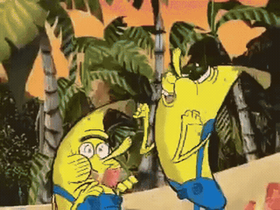 Two Bananas Are Standing Next To Each Other In A Cartoon GIF