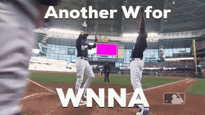 Two Baseball Players Another W For Wanna GIF