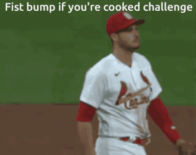 Two Baseball Players Fist Bump If Youre Cooked Challenge GIF