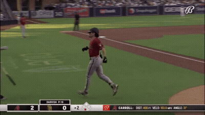 Two Baseball Players High Five Score 2-0 GIF