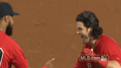 Two Baseball Players High Fiving GIF