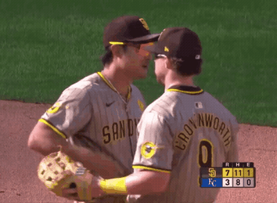 Two Baseball Players One With Number 0 GIF