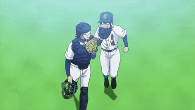Two Baseball Players One With S On Cap GIF