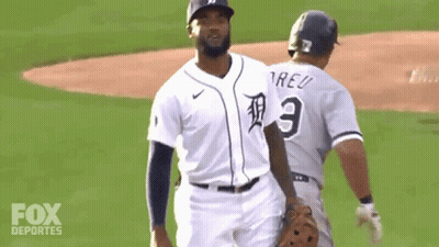 Two Baseball Players One With The Number 3 On His Jersey GIF