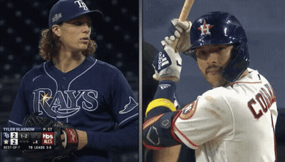 Two Baseball Players Rays And Astros Standing GIF