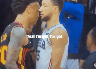 Two Basketball Players Are Standing Next To Each Other And One Of Them Has The Number 5 On His Jersey GIF
