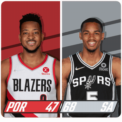 Two Basketball Players Blazers And Spurs GIF