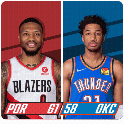 Two Basketball Players Blazers And Thunder GIF