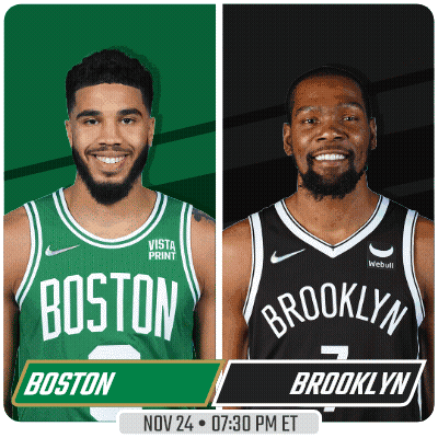 Two Basketball Players Boston Vs Brooklyn Poster GIF