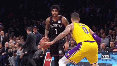 Two Basketball Players Brooklyn And Los Angeles GIF