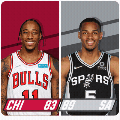 Two Basketball Players Bulls And Spurs GIF