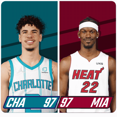 Two Basketball Players Charlotte And Heat GIF