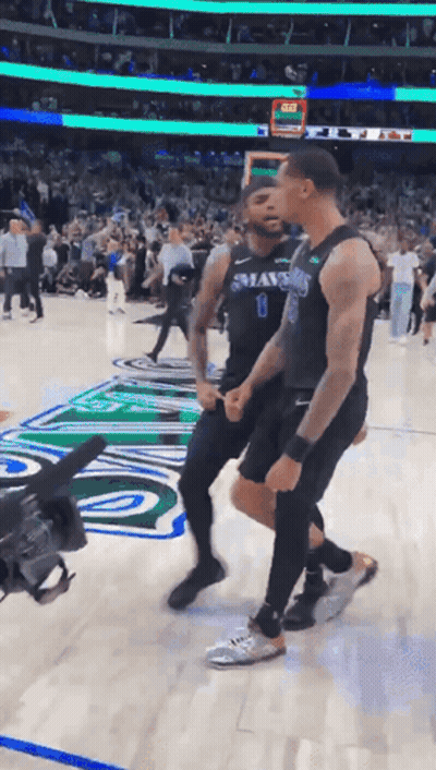 Two Basketball Players Dancing Number 1 Jersey GIF