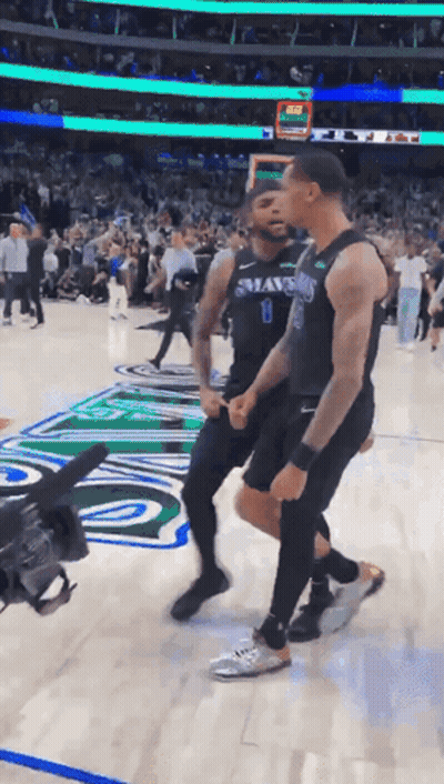 Two Basketball Players Dancing Number 1 Shirt GIF