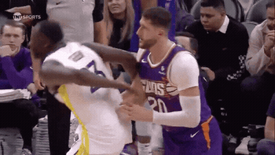 Two Basketball Players Fighting GIF