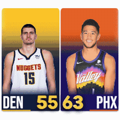 Two Basketball Players For The Nuggets And The Suns GIF