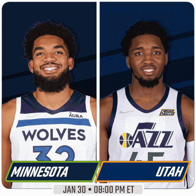Two Basketball Players For The Wolves And Jazz GIF
