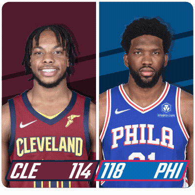 Two Basketball Players From Cleveland And Philadelphia GIF