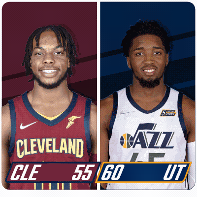 Two Basketball Players From Cleveland And Utah Are Shown GIF