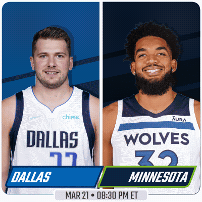 Two Basketball Players From Dallas And Minnesota Poster GIF