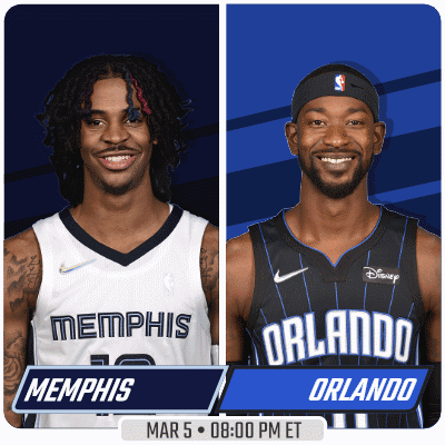 Two Basketball Players From Memphis And Orlando Are Shown GIF