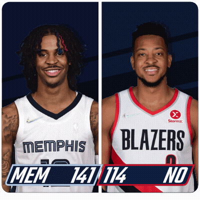 Two Basketball Players From Memphis And The Blazers GIF