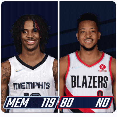 Two Basketball Players From Memphis And The Blazers GIF