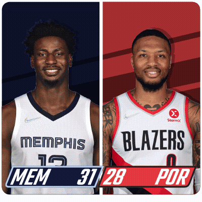 Two Basketball Players From Memphis And The Blazers GIF