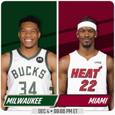 Two Basketball Players From Milwaukee And Heat GIF