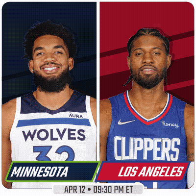 Two Basketball Players From Minnesota And Los Angeles Are On A Poster GIF