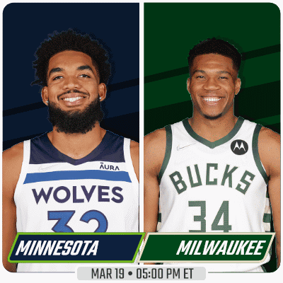 Two Basketball Players From Minnesota And Milwaukee Are Shown GIF