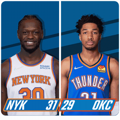 Two Basketball Players From New York And OKC GIF