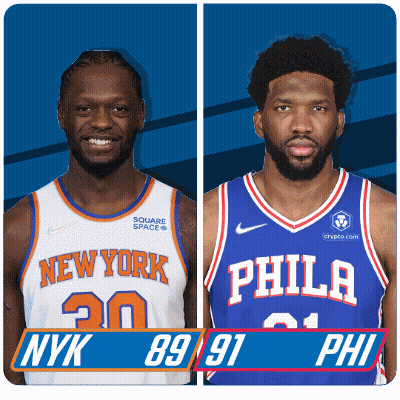 Two Basketball Players From New York And Philadelphia GIF