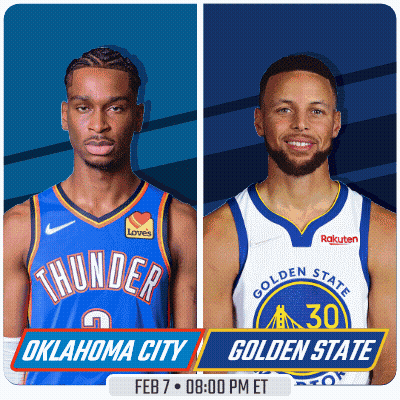 Two Basketball Players From Oklahoma City And Golden State Are On A Poster GIF