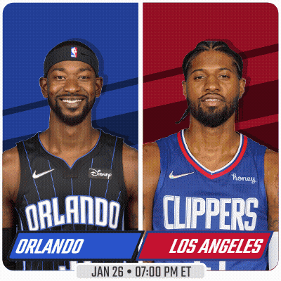 Two Basketball Players From Orlando And Los Angeles GIF