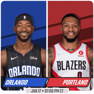 Two Basketball Players From Orlando And Portland GIF