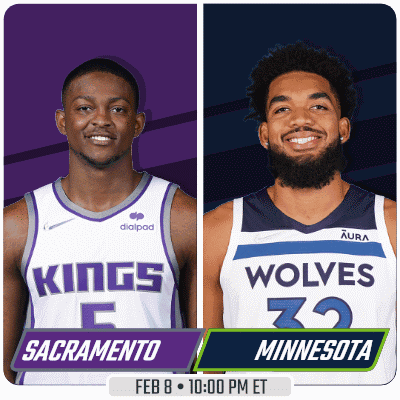 Two Basketball Players From Sacramento And Minnesota Are On A Poster GIF