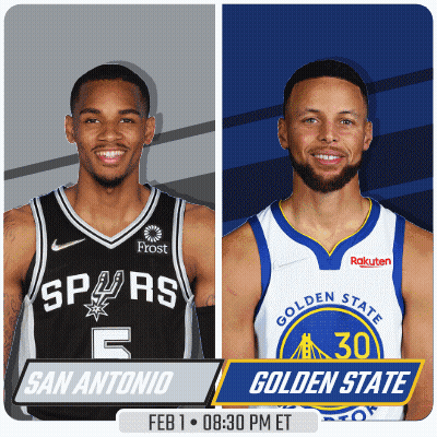Two Basketball Players From The Golden State Warriors And San Antonio Spurs GIF