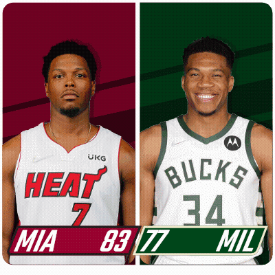 Two Basketball Players From The Heat And Bucks GIF