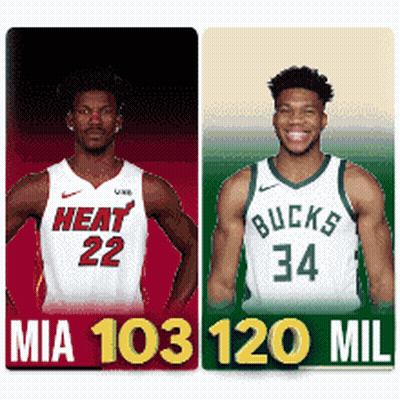 Two Basketball Players From The Heat And Bucks GIF