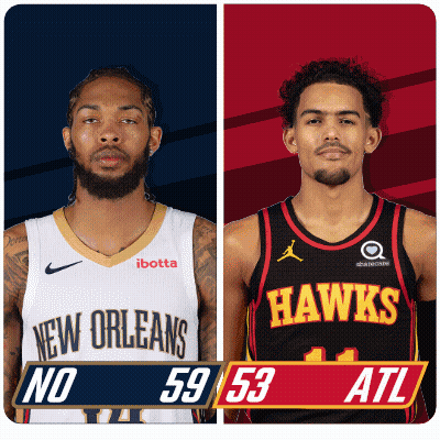 Two Basketball Players From The New Orleans And Hawks Teams GIF