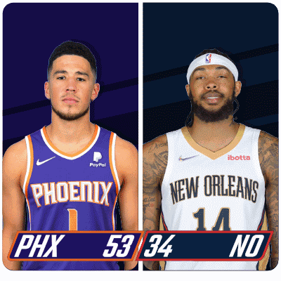 Two Basketball Players From The Phoenix Suns And New Orleans GIF