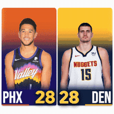 Two Basketball Players From The Phx And Nuggets GIF