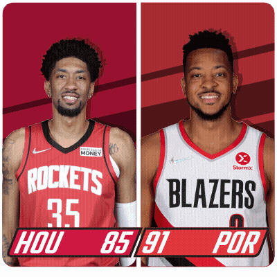 Two Basketball Players From The Rockets And Blazers GIF