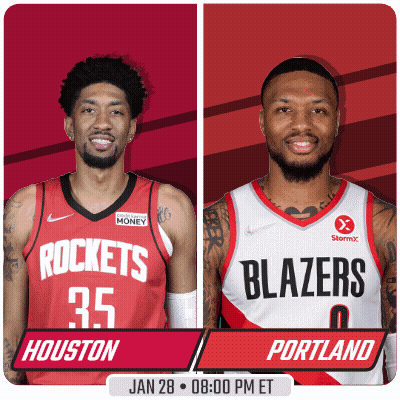Two Basketball Players From The Rockets And Blazers GIF