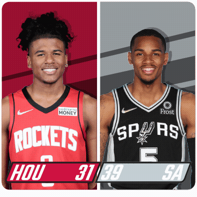 Two Basketball Players From The Rockets And Spurs GIF